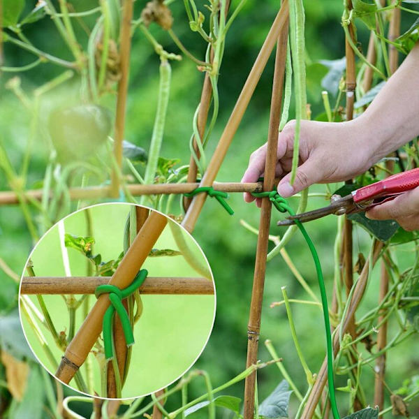 Multifunktionelt Bindebånd 3mmX10m Støttebånd til Planter og Buske - Ståltråd Omgivet af Gummi til Have Haveplanter Planter