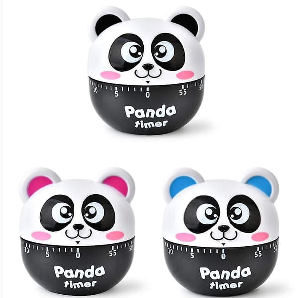 Kjøkken egg timer søt klasserom timer panda formet mekanisk kjøkken baking matlaging timer påminnelse 60 minutter（rosa）
