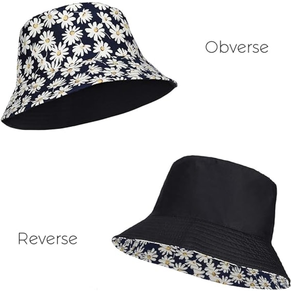 Bucket Hat Bomull Solhatt Bob, Sommer Fiskerhatt Bucket Hat Avrundede Kanter Foldbar Anti-UV Beskyttelseshette