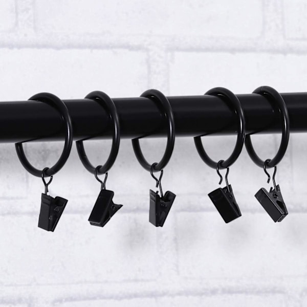 20 stk rustfrie gardinringe med metalgardinkrogclips