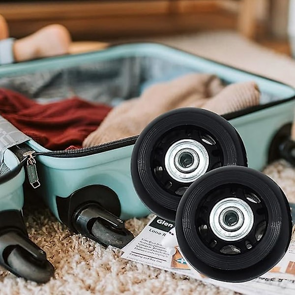Kuffert Hjul Udskiftningssæt Universal Gummihjul Svingbart Leje Værktøj (sæt med 2), Sort (70*19mm)