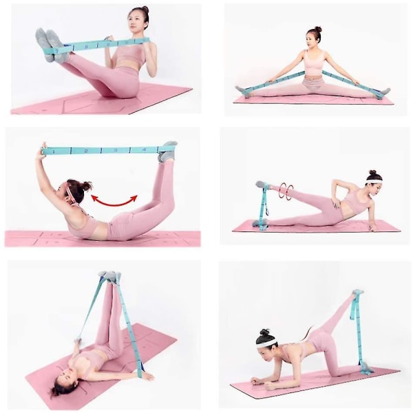 Stretching-remmar Hamstring-bårenhet Elastiskt träningsband Yogamatta Bärremmar Benträningsutrustning（9 öglor）