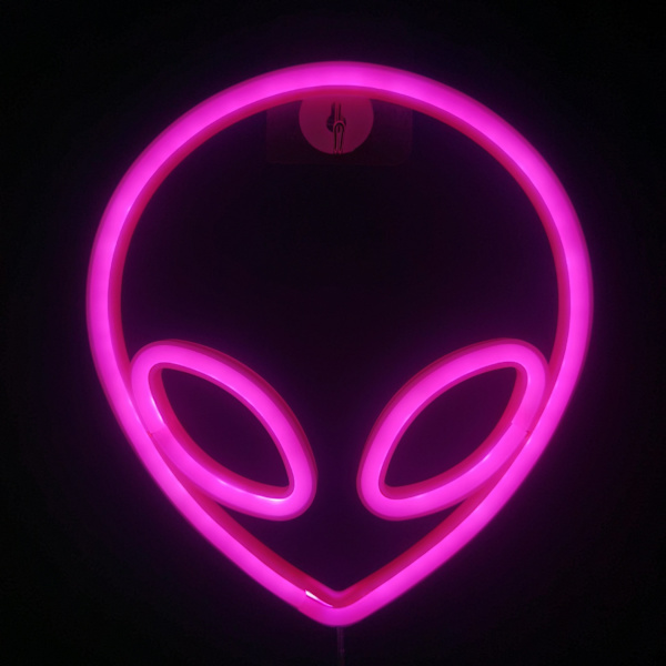 Pink og blå Alien LED Neon Lys - Sej Vægdekoration til Mors Dag