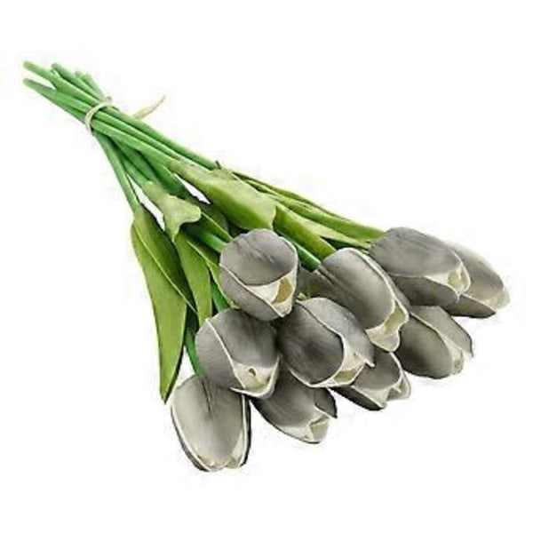 Sæt med 10 realistiske tulipanblomster til fest og boligindretning Gray