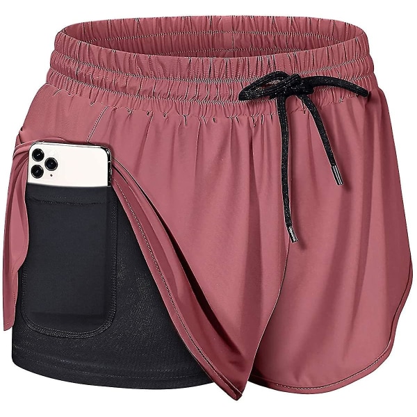 Shorts Womens Sport Hotpants Med Lommer Snøring（L）