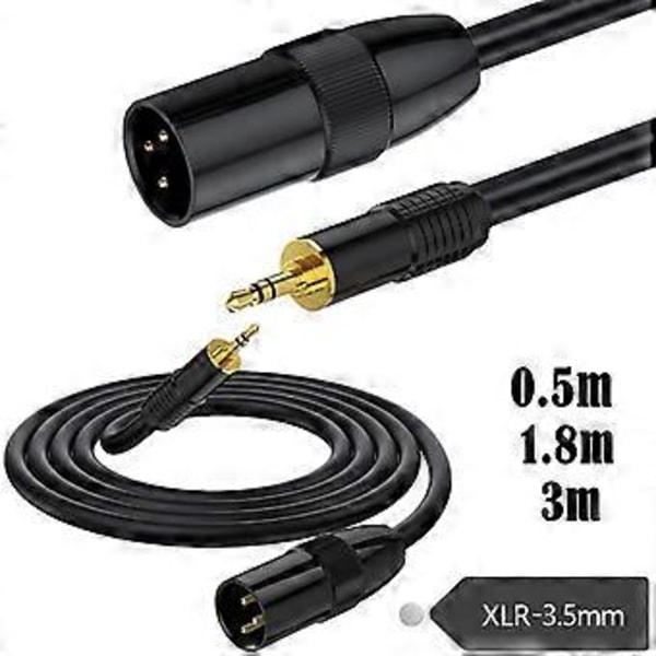3,5 mm TRS til 3-pin han stereo kabel, 1/8\" TRS stereo til 3-pin han mikrofon kabel ubalanceret konverter 180cm