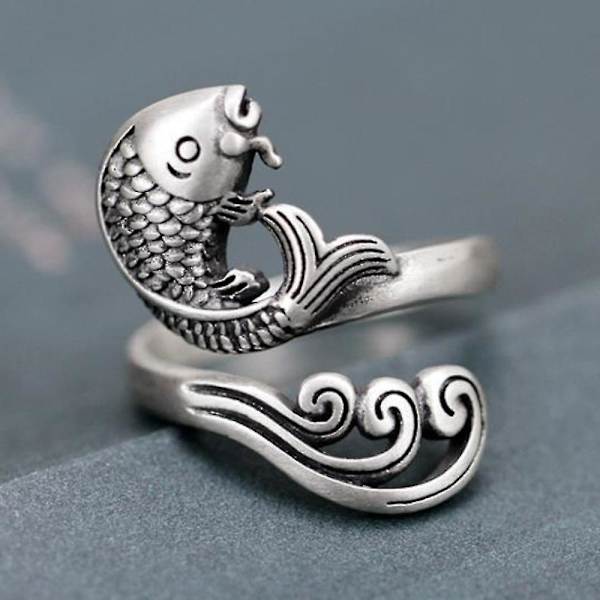 Ring Sytillbehör Stickning Loop Virka Ring Justerbar Fingerborg Ring Fisk