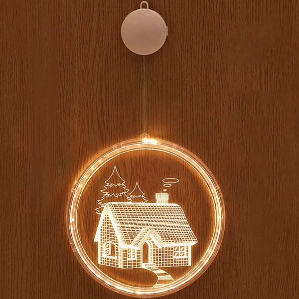1 STK (hus) juledekoration LED kranslampe hængende vindue d