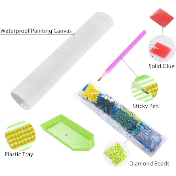 DIY 5D Diamantmålning Färg Kaktus, Konstmålning Full Diamantmålning Kit Digital, Diamant Kristallmålning Present Vuxna Barn (30X40cm)