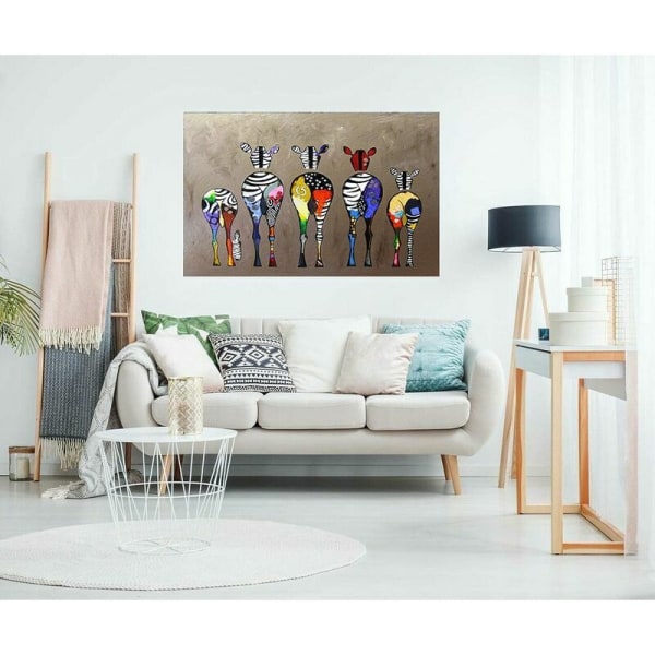Canvas Zebra Group Färgglad Back Street Art Graffiti Canvas Art D