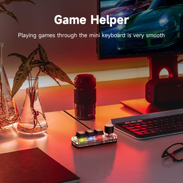 Keys Gaming Keyboard Mini 3 Taster USB Tastatur Mekanisk Tastatur for PC Gaming Makro Programmering med Programvare OSU HID Standard Tastatur