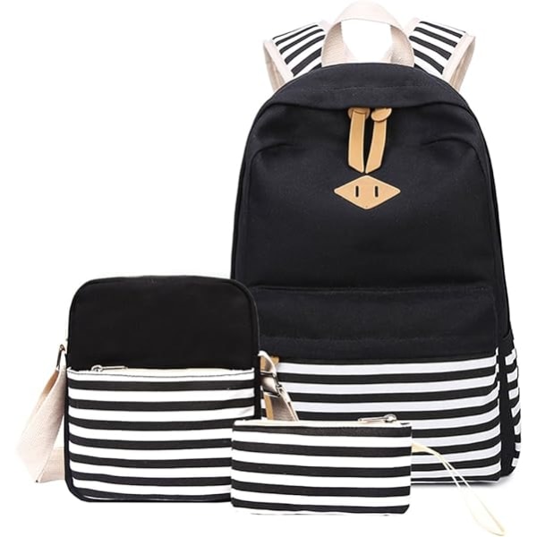 Causal Canvas Stripe Backpack Cute Teen Backpacks For Girls Schoo