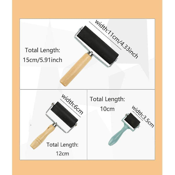 3 st gummivals, brayer vals, mjuk brayer vals tryck