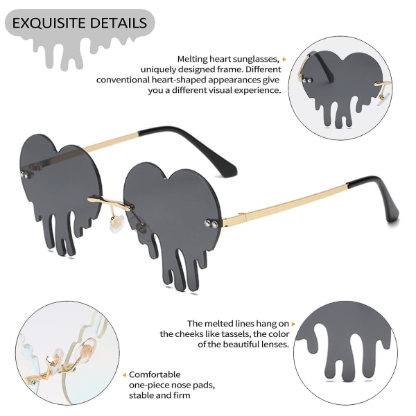 Droppande Hjärtformade Solglasögon För Kvinnor Hjärtglasögon Trendiga Solglasögon För Fest