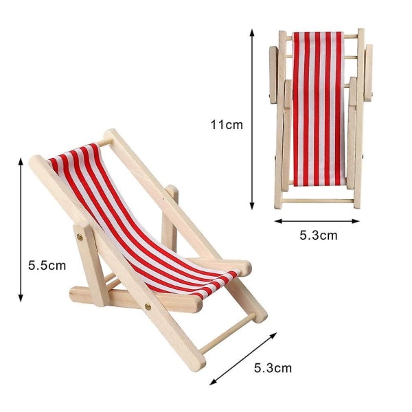 2 st Mini Strandstol, Mini Trästol Strandstol Modell Mini Fällbar Strandstol Mini Möbler Tillbehör