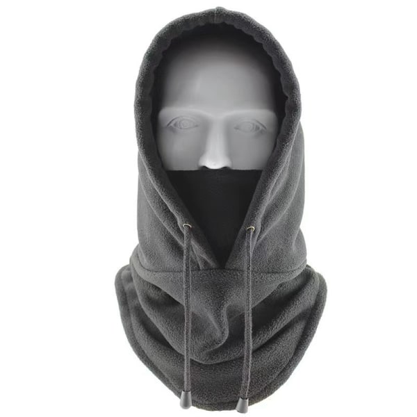 1PC Grå Dobbeltlags Tyk Balaclava, Tyk Fleece Hat, Vindtæt