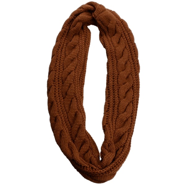Dam tjock ribbad stickad vinter infinity cirkel loop halsduk（Brun）