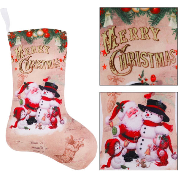 Julstrumpor, 3 klassiska jultomtar/snögubbar/ren Chris