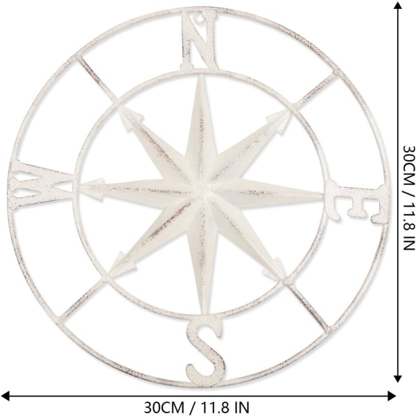 1pc white distress metal compass wall decoration navigation decor