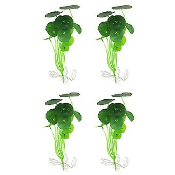 4 stk. Simulations Lotusblad Akvarium Ornamenter Plastik Fisketank Dekoration