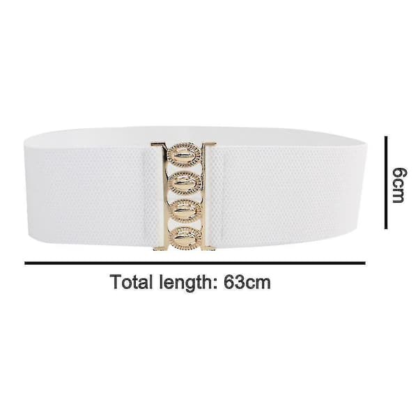 Bred elastisk midje cinch stretch midjebånd retro spenne spenne belte hvitt