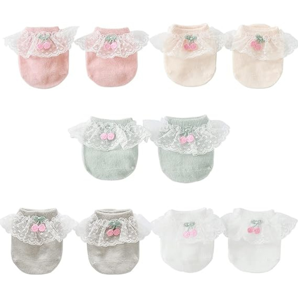 6-18 månader Multipack Söta Blommönster Baby Flickstrumpor Volang