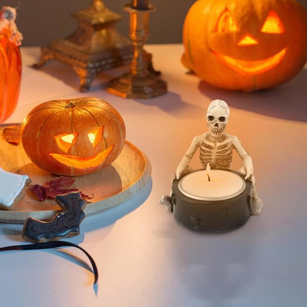 1 st Tealight Ljusstake, Hållbar Harts Halloween Candelabra Go