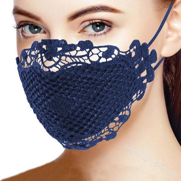 Solmask Kvinnlig Sommar Utomhuskörning och ridning, Tvättbar, UV-säker, Andas Mode Spetsmask (Blå)