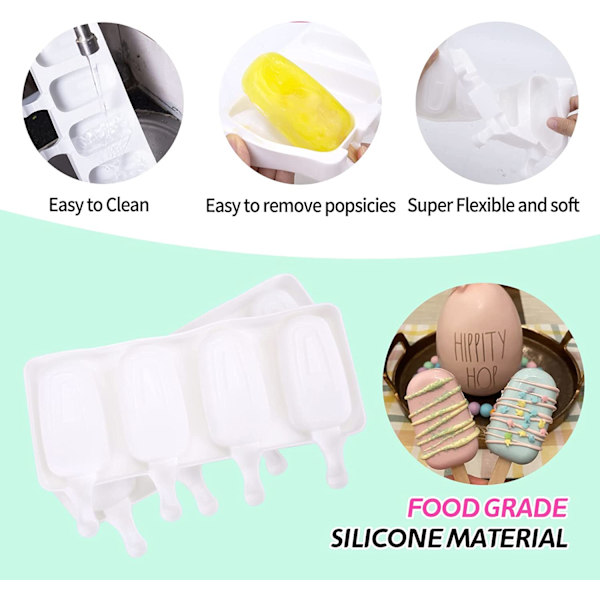 Fyra silikonformar för isglass, isglassform, DIY isgaller för hemmagjord isglass