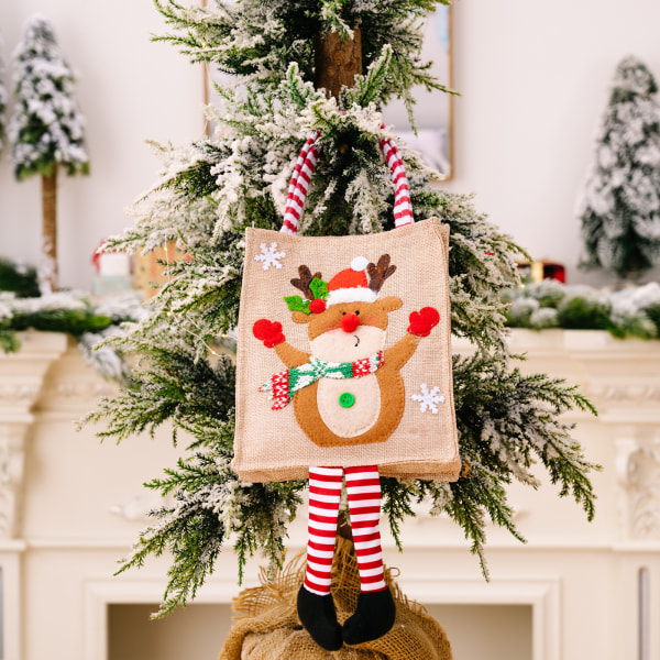 1 stk julegavepose - Elk , genanvendelig julemulepose wi
