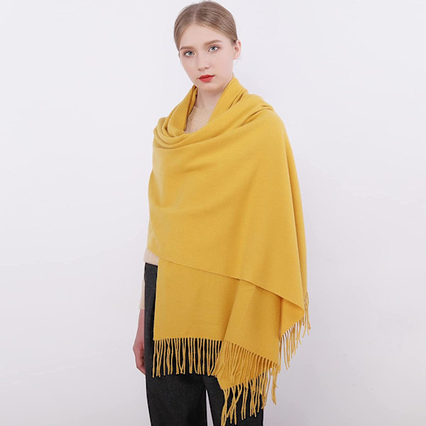 Varmt Vinter Skjerf Sjal Wrap For Kvinner og Menn Lange Store Myke Skjerf-Gul