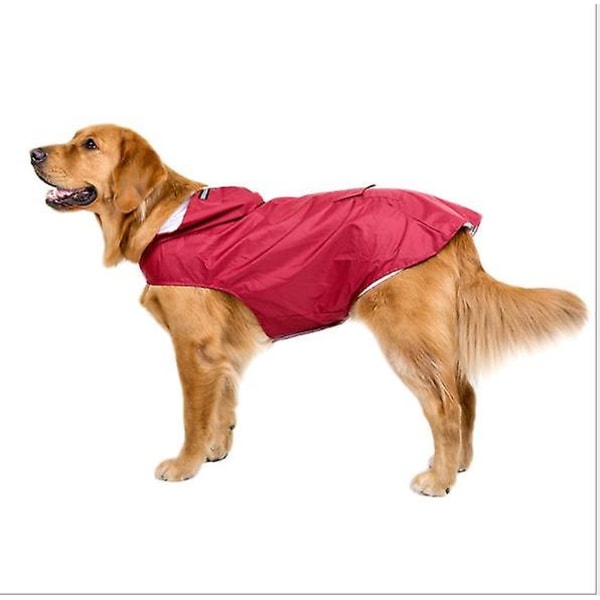 Extra stor regnjacka för hund med huva med reflekterande remsor 100 % vattentät regnjacka för hund (4XL röd)
