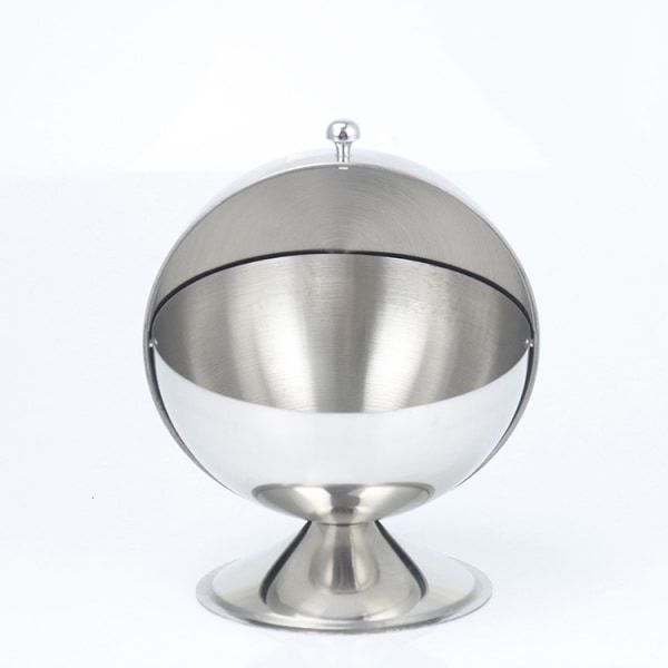 Primary color stainless steel Sugar bowl with rolling lid, shiny