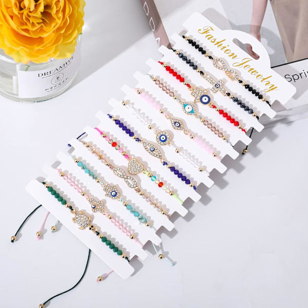 24/12 stk. onde øje armbånd justerbar rød sort snor knude bh