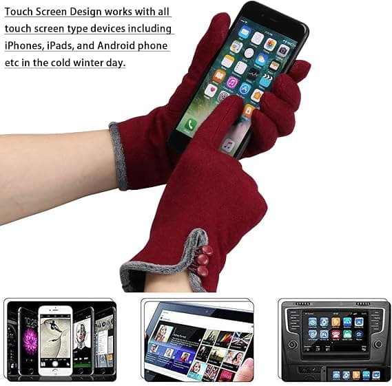 Kvinders Touchscreen Handsker Tykke, Varme, Bløde, Ikke-fleece Vinter G