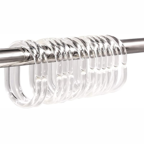 24-pack C-formade duschdraperiringar i plast