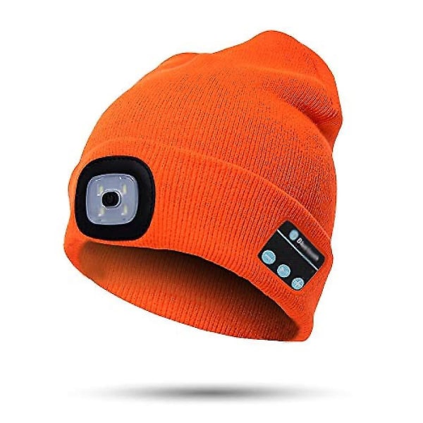 Led Lighted Beanie, Tech Caps Trådløse Hovedtelefoner Hovedlygte Hue, Sort Strikkede Nattrøjer