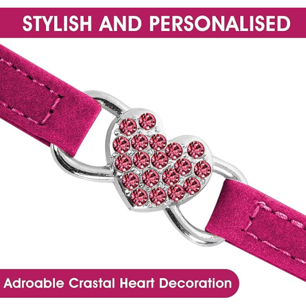 1pc Heart-Shaped Cat Collar with Bell, Adjustable Collar with Rhi