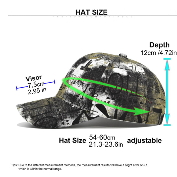 Graffiti Print Hat for Men and Women Versatile Multicolor Sun Vis