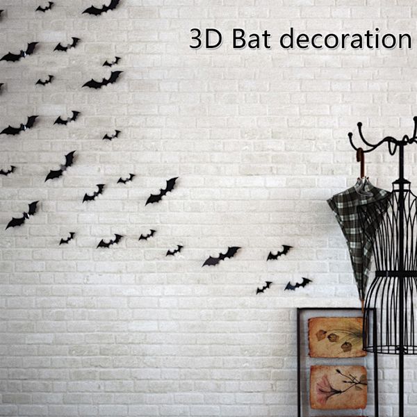 36 kpl 3D-lepakoita PVC 3D-koriste kauhu lepakko seinätarra seinätarra