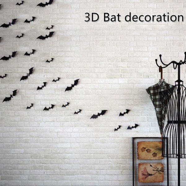 36st 3D Fladdermöss PVC 3D Dekorativ Skräck Fladdermus Väggdekal Väggsticka