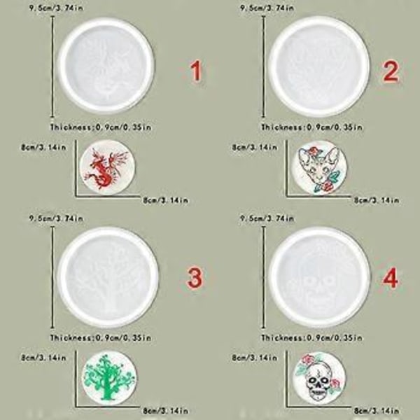 Dinosaurhodeskallemønster Brikke Silikonform Dyrekopp Matte Resin Form Epoksyform for DIY Matte Kopp Smykkefremstilling 3