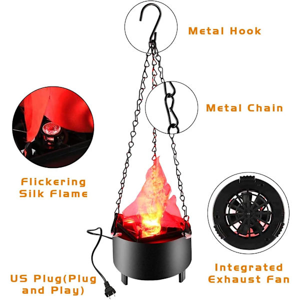 3D Kunstig Flamme Lys, Kunstig LED Silke Flamme Scene Effekt Lys