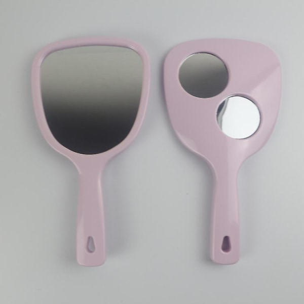 Hand Mirror Handheld Plain Mirror With Handle Square Pink