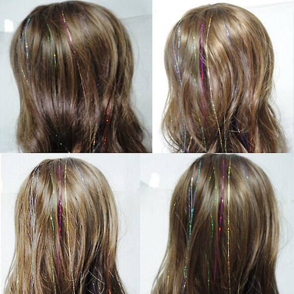 Hår Tinsel, 10 farver Tinsel Hår Extensions Multi-farver Lige Højdepunkt Parykker Hår Sparkle Extension Til Piger Kvinder