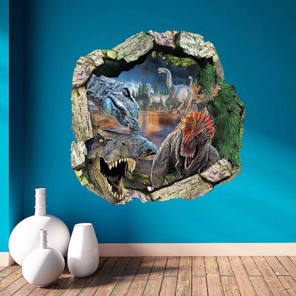 Cartoon Animal 3d Dinosaurieögon Stora Väggklistermärken Jurassic Park Poster Heminredning Vardagsrum Diy Dekaler Golv Mural