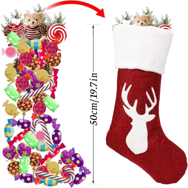 3 stycken julstrumpor träddekoration eldstad tomte