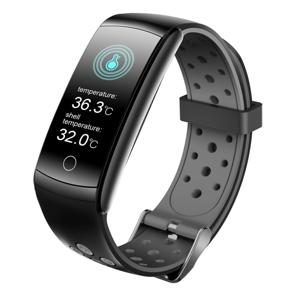 Q8t vattentätt smart armband för temperaturmätning, dynamisk puls, samtalspåminnelse, multisportläge grå