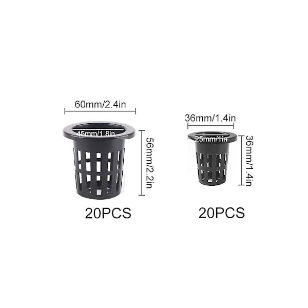 40 stk. Have Net Cups, Hydroponics Net Pots Have Slottet Mesh Net Cups Plante Børnehave Potter Rund Spand Kurv