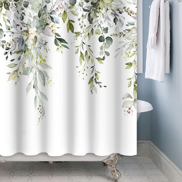 Salviegrøn Eukalyptus Bruseforhæng, Akvarel Blomstrende Planter